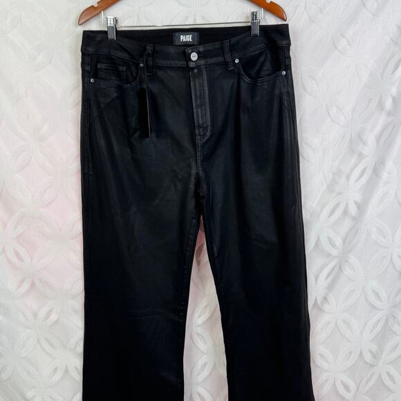 Paige Leenah Wide Leg Jean in Black Fog Luxe Coating Size 33 NWT - Picture 7 of 12